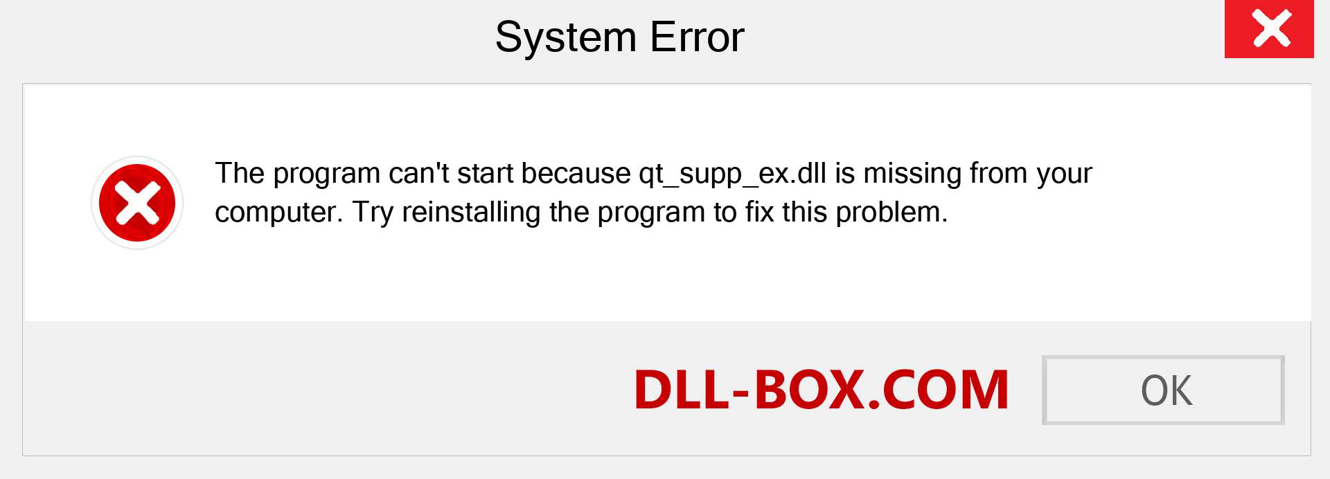  qt_supp_ex.dll file is missing?. Download for Windows 7, 8, 10 - Fix  qt_supp_ex dll Missing Error on Windows, photos, images
